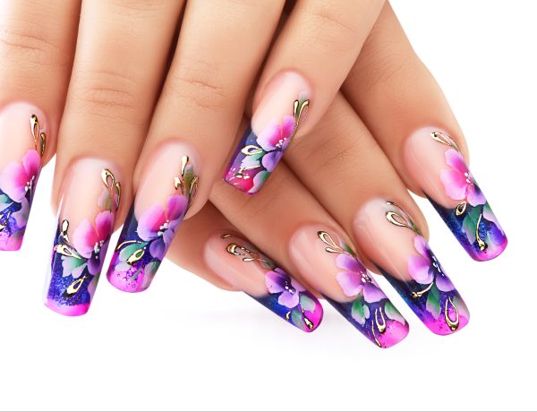 Floral design on  nails.