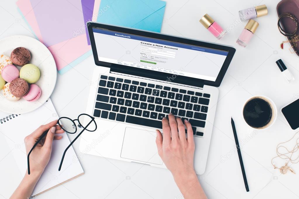 woman using laptop