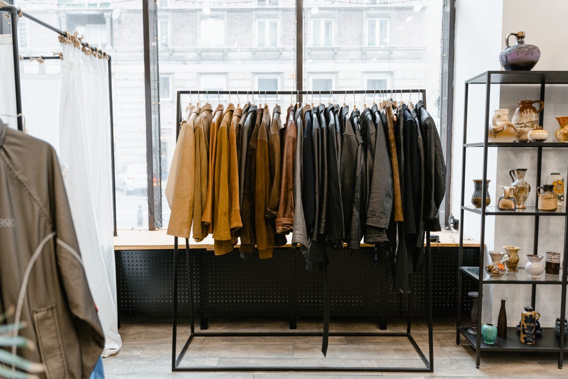 Jackets on a clothes rack