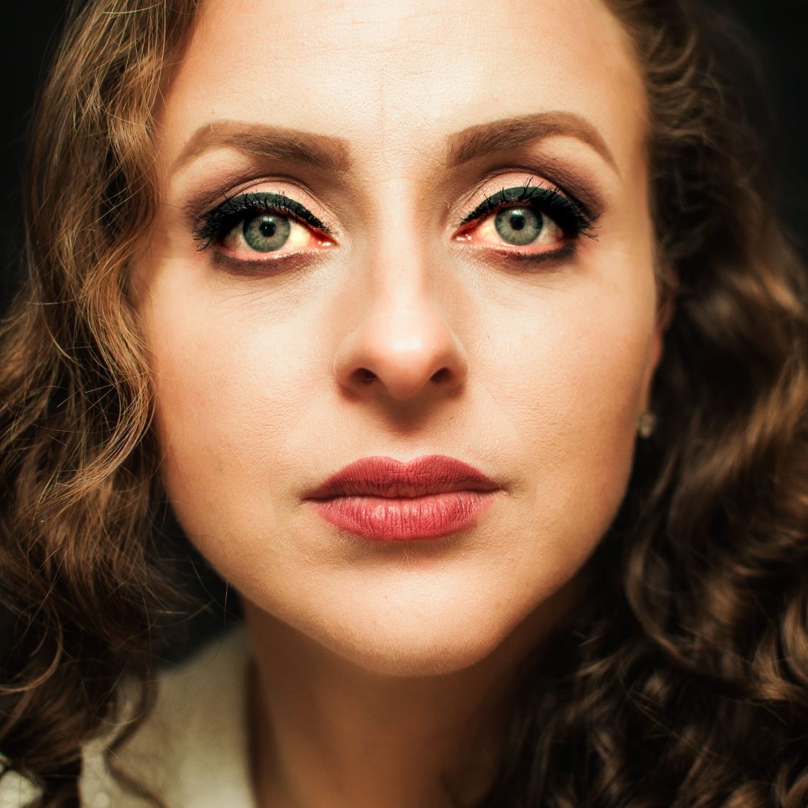 Close up photo of woman with red lipstick