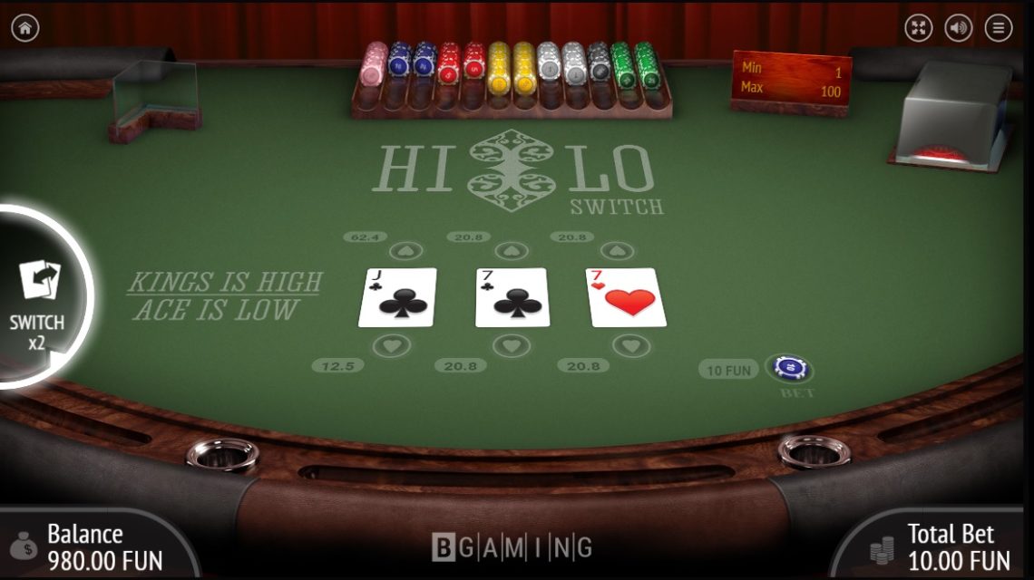 Hi low card game