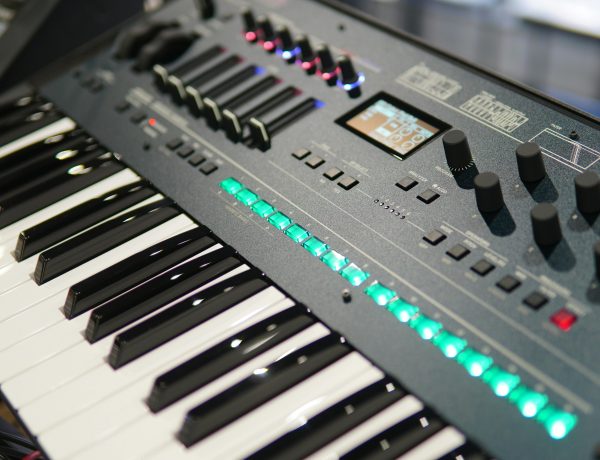 Close up shot of an electronic synthesizer