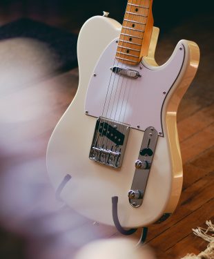 White stratocaster guitar