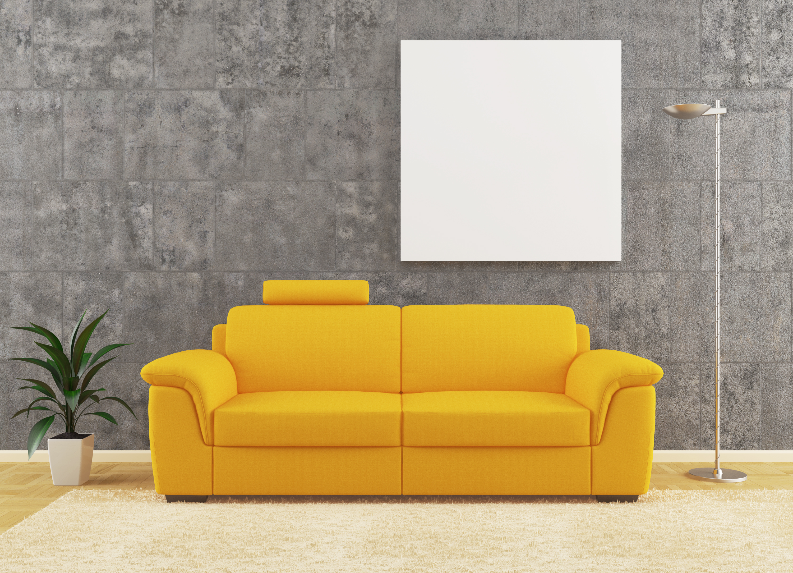 Yellow sofa interior design