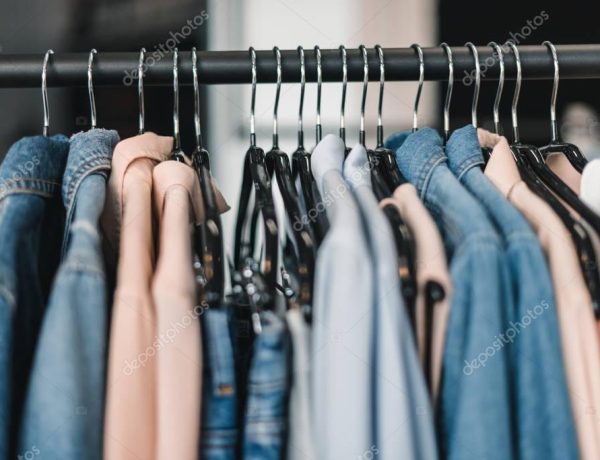 stylish clothes on hangers
