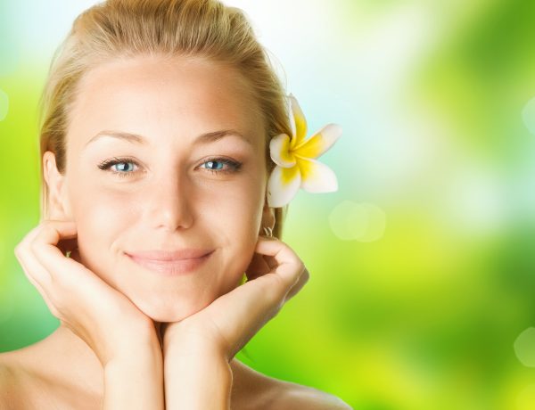 Spa Girl Over Nature Background