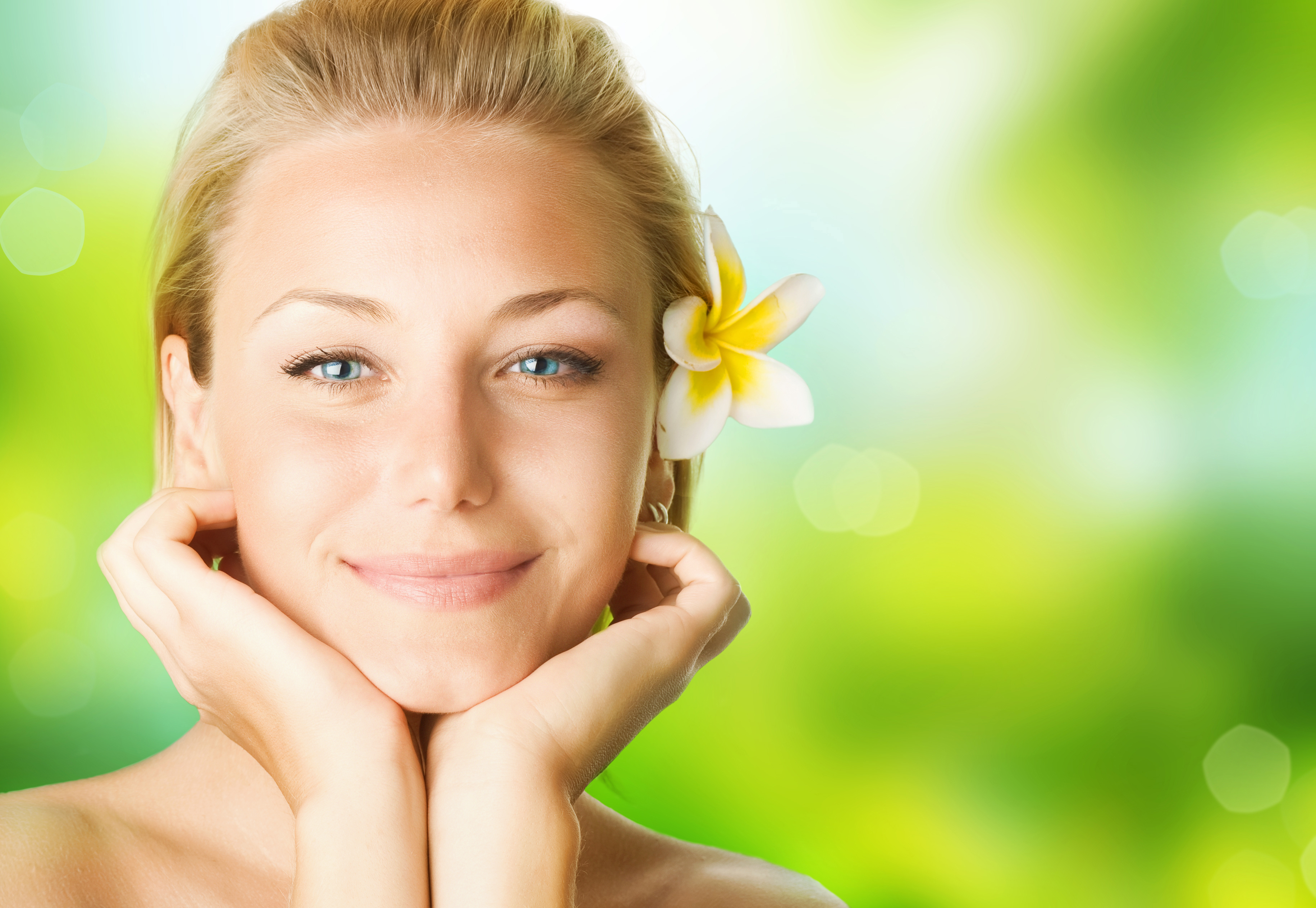 Spa Girl Over Nature Background