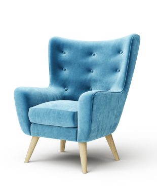 blue armchair isolated on a white background. 3d illustration