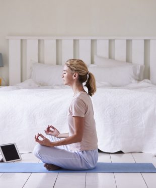 Woman Using Meditation App