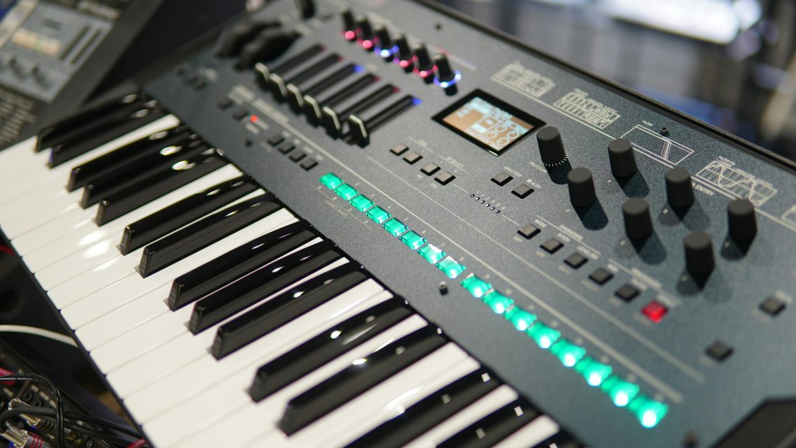 Close up shot of an electronic synthesizer