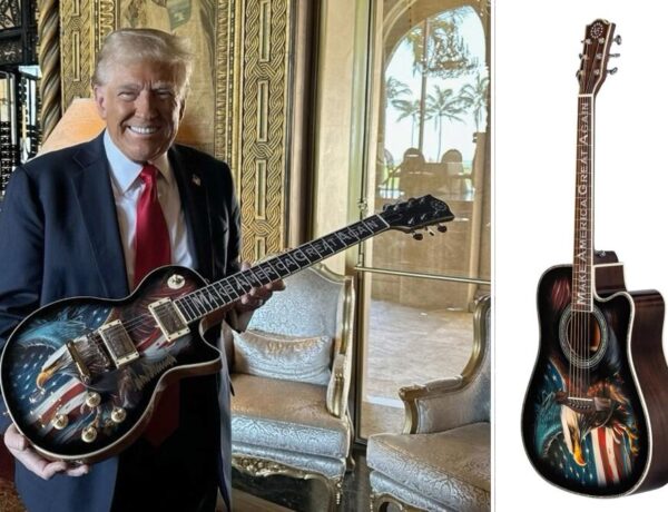 Trump unveils limited edition ‘American Eagle’ acoustic and electric guitars