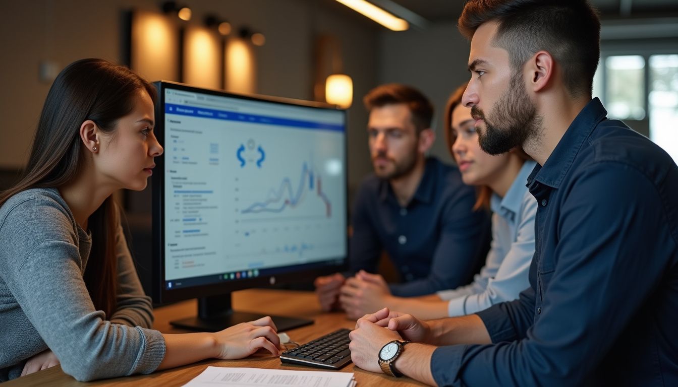 A diverse group of cryptocurrency investors attentively discussing Coinbase's security protocols.