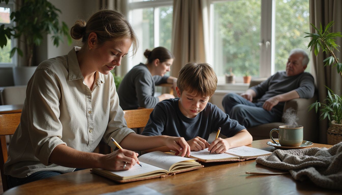 A family engages in daily activities across connected indoor and outdoor spaces. A family engages in daily activities across connected indoor and outdoor spaces.